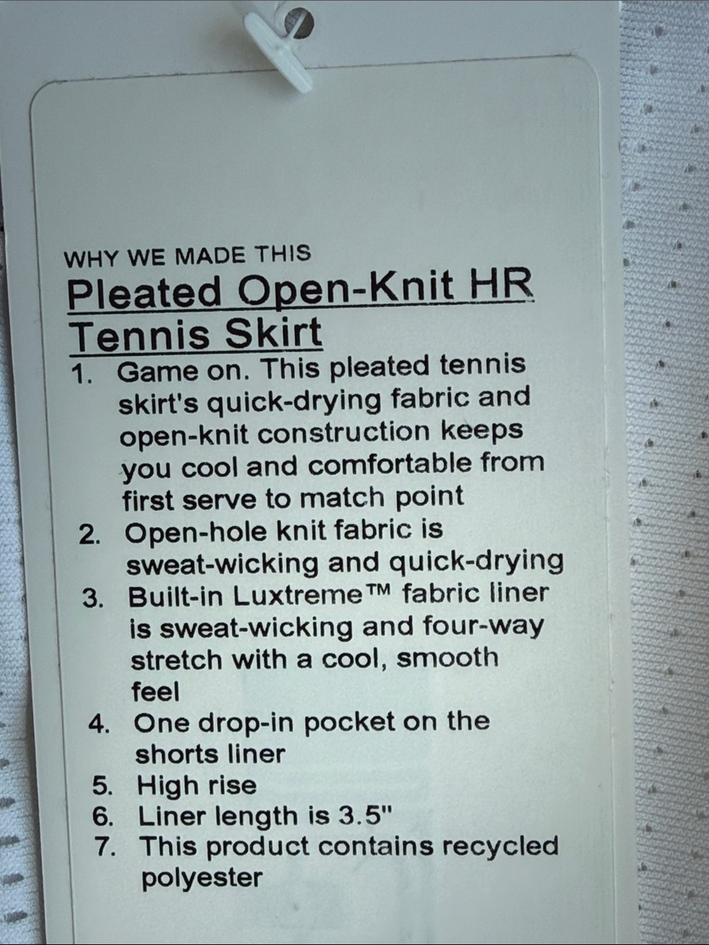 lululemon athletica White Pleated Open-Knit High-Rise Tennis Athletic Skirt-4 - Picture 12 of 14